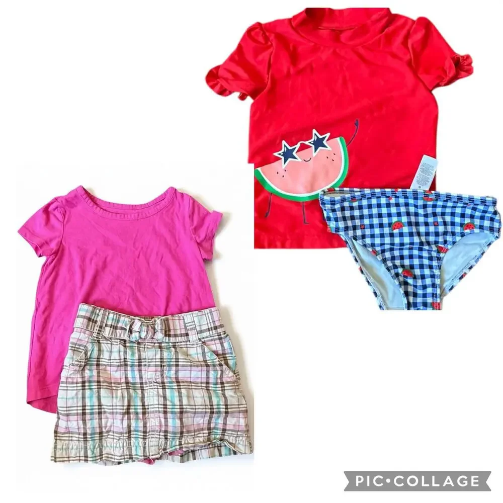 3T Girls Summer clothing Watermelon vacation outfit skirts shorts tees & bathing